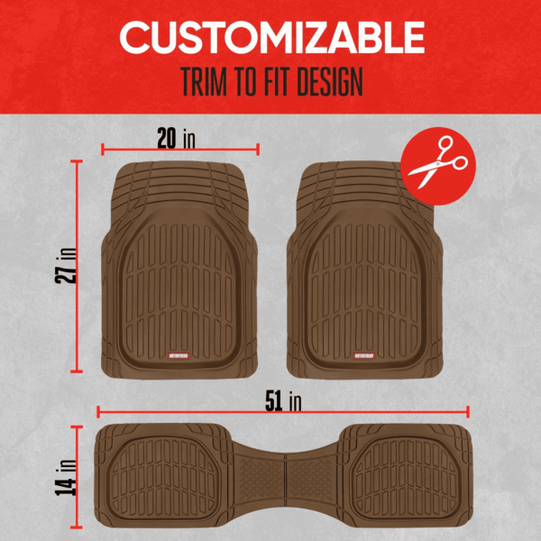 Flextough Deep Dish All-Weather Floor Mats, Waterproof Trim-To Fit Mats for Cars, Trucks, Suvs - Universal Automotive Floor Liners, Car Accessories - Image 4