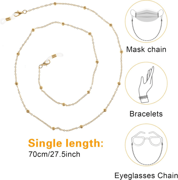 4 Pcs Women'S Eyeglass Chains Metal Bead Glasses Strap with Glasses Chain Glasses Rope Lanyard Women'S Gifts - Image 2