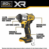 20V MAX XR Impact Driver, Brushless, 1/4", 3-Speed, Bare Tool Only (DCF845B) - Image 2