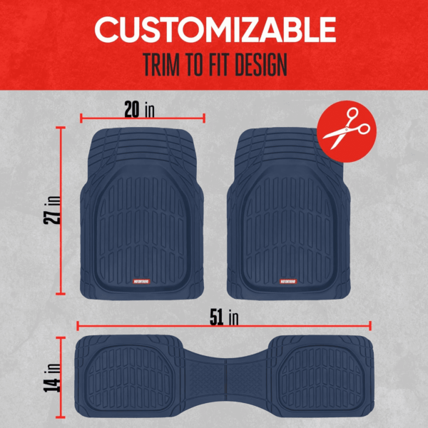 Flextough Floor Mats for Cars, Blue Deep Dish All-Weather Car Mats, Waterproof Trim-To Fit Automotive Floor Mats for Cars Trucks SUV, Universal Floor Liner Car Accessories - Image 5