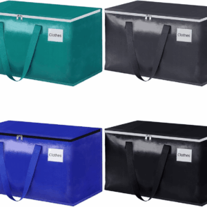Moving Bags-Heavy Duty Moving Boxes, Storage Totes with Zipper, Reinforced Handles and Tag Pocket-Collapsible Moving Supplies for Moving, Storage and Travel 93L(Four Colors-4 Pack)