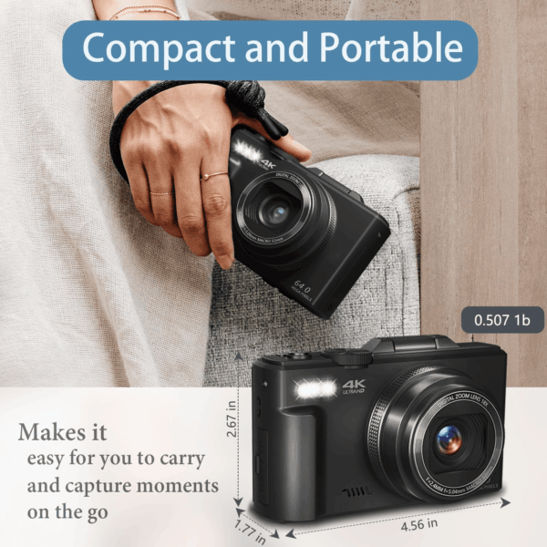Digital Cameras for Photography, Vlogging Camera for Youtube with Autofocus 3'' 180° Flip Screen Selfie Wifi Camera 18X Digital Zoom Flash Light 2 Batteries & 32GB SD Card - Image 5