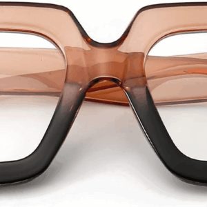 Oversized Blue Light Glasses for Women Fashion Thick Square Computer Eyewear Non-Prescription Black Glasses (Champagne Black)