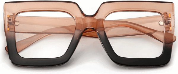 Oversized Blue Light Glasses for Women Fashion Thick Square Computer Eyewear Non-Prescription Black Glasses (Champagne Black)