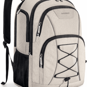 Travel Laptop Backpack, 15.6 Inch Laptop Backpack with USB Charger Hole, Water Resistant College Bookbag for Women Men, Casual Daily Backpack for Travel, Beige