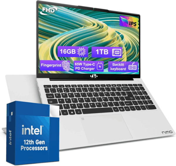 15.6-Fhd-Laptop Student-Laptop, 16GB RAM 1TB SSD, Intel Pentium Quad-Core N100 Processor (Up to 3.4Ghz) Backlit Keyboard Fingerprint Wifi 6 BT5.2 Business-Laptop, 2 Years Warranty Windows 11 Laptop