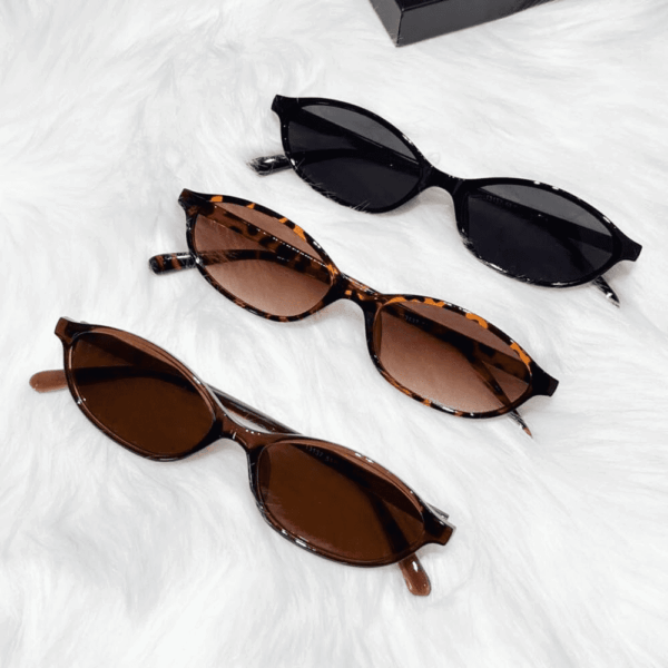 Retro Oval Sunglasses for Women 90S Design Small Cat Eye Sun Glasses UV Protection Y2K Trendy Narrow Shades - Image 2