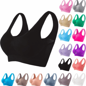 Breathable Anti-Sagging Sports Bra for Women plus Size Wireless Bras with Cooling Lift-Up Air Tech Mesh High Support