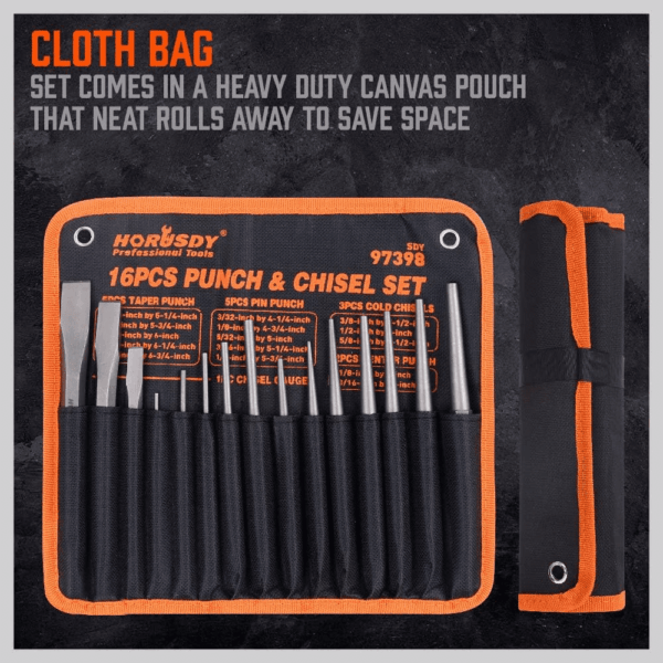 16-Piece Punch and Chisel Set, Including Taper Punch, Cold Chisels, Pin Punch, Center Punch - Image 4