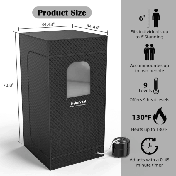 Sauna Box, Portable Sauna for Home, Large Sauna Tent with 3.0L Steamer for Full Body SPA, Easy Assembly Quick Heat-Up Sauna Experience - Image 4