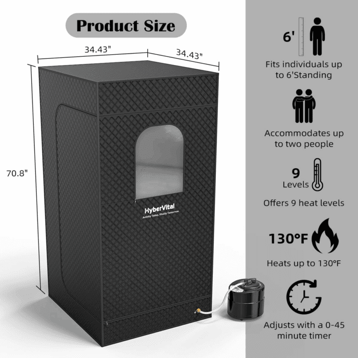 Sauna Box, Portable Sauna for Home, Large Sauna Tent with 3.0L Steamer for Full Body SPA, Easy Assembly Quick Heat-Up Sauna Experience - Image 4