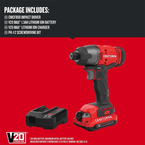 20V MAX Impact Driver Kit, 1/4 Inch, 2,800 RPM, LED Work Light, Battery and Charger Included (CMCF800C1) - Image 3