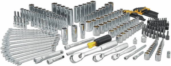 Mechanic Tool Set, 247-Piece, 1/4 In., 3/8 In. and 1/2 In. Drive, SAE, Ratchets, Sockets, Hex Keys, Combination Wrenches, Polish Chrome Finish (DWMT81535) - Image 2