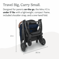 Minu V2 Travel Stroller Lightweight, Portable Design One-Hand Fold Shoulder Strap and Leather Bumper Bar Included Greyson (Charcoal Mélange/Carbon Frame/Saddle Leather) - Image 4