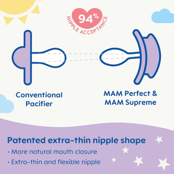 Perfect Night Baby Pacifier, Patented Nipple, Glows in the Dark, 2 Pack, 0-6 Months, Boy - Image 4