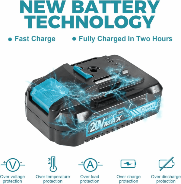 Mini Chainsaw,6 Inch Portable Electric Chainsaw Cordless, Small Handheld Chain Saw for Tree Branches,Courtyard, Household and Garden,By 2PCS 20V 1500Mah Batteries,Extra 3 PCS Chain - Image 6
