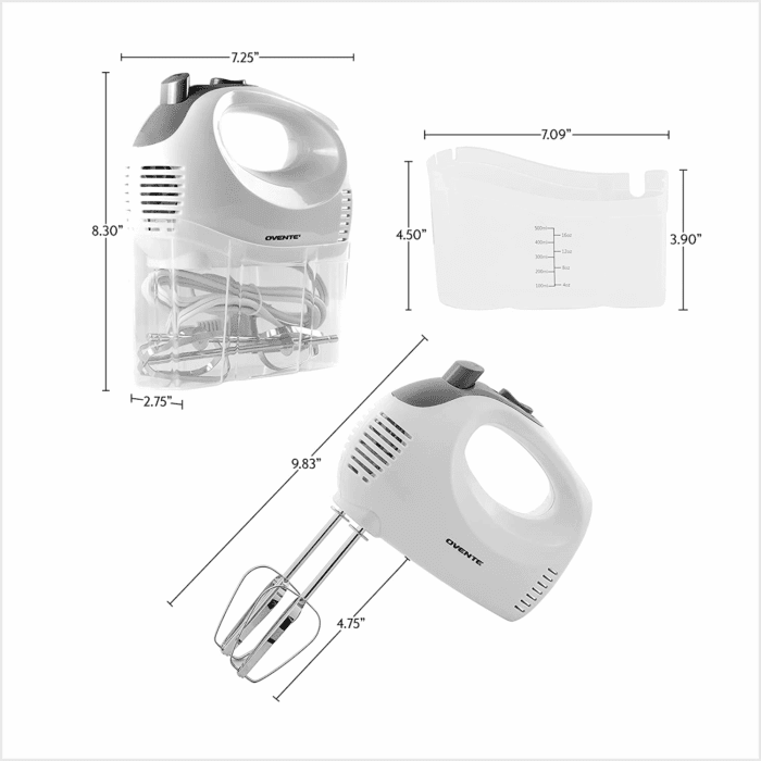 5-Speed Electric Hand Mixer with Stainless Steel Mixing Whisk, Snap-On Storage Case, Portable & Lightweight 150W Motor, Compact Handheld Mixer for Baking, Blending or Cooking, White HM151W - Image 11