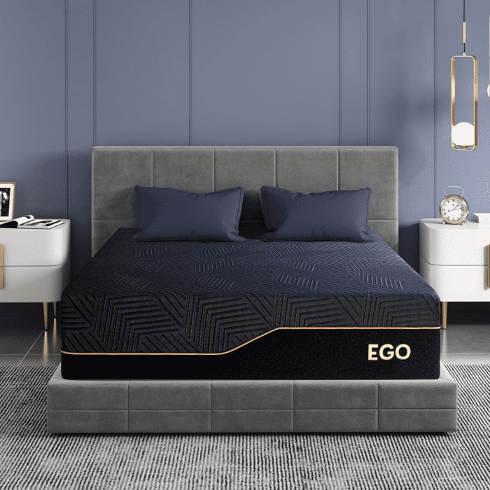 EGOHOME 14 Inch King Size Memory Foam Mattress for Back Pain, Cooling Gel Mattress Bed in a Box, Made in USA, Certipur-Us Certified, Therapeutic Medium Mattress, 76X80X14 Black