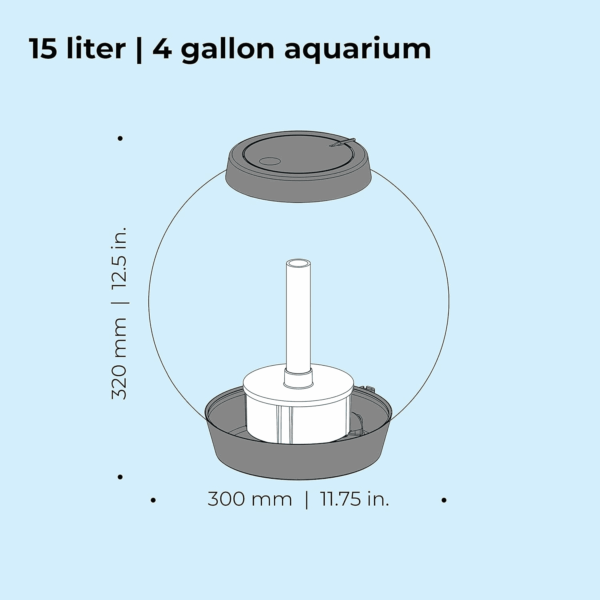 Classic 15 Acrylic 4-Gallon Aquarium with White LED Lights Modern Compact Tank for Tabletop or Desktop Display, Silver-Trimmed Tank - Image 4