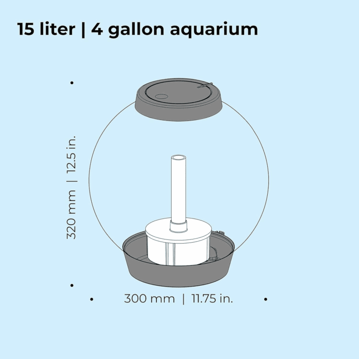 Classic 15 Acrylic 4-Gallon Aquarium with White LED Lights Modern Compact Tank for Tabletop or Desktop Display, Silver-Trimmed Tank - Image 4