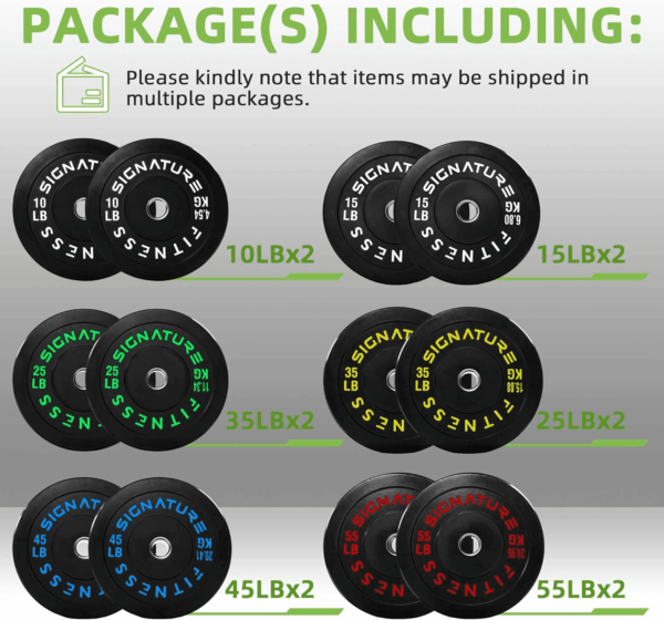 Olympic Bumper Plates, 2" Weight Plates for Strength Training & Weightlifting, Pairs, Sets or Sets with 7FT Barbell, Multiple Options - Image 2