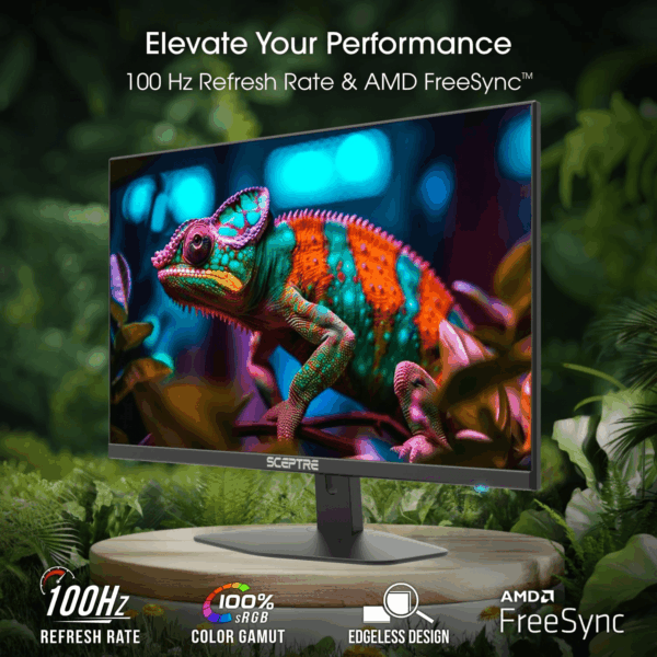 New 27-Inch Gaming Monitor 100Hz 1Ms Displayport HDMI X2 100% Srgb AMD Freesync Build-In Speakers, Eye Care Frameless Machine Black 2024 (E275W-FW100T) - Image 2
