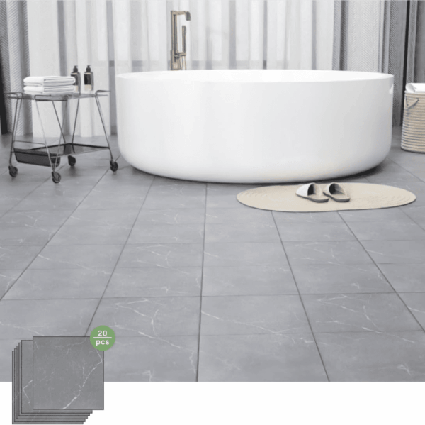 20-Pack Peel and Stick Floor Tiles Vinyl Floor 12 X 12 Inch Self Adhesive Waterproof Flooring Planks DIY for Bathroom, Kitchen, Living Room, RV, Cover 20 Sq. Ft, Dark Grey Marble - Image 2