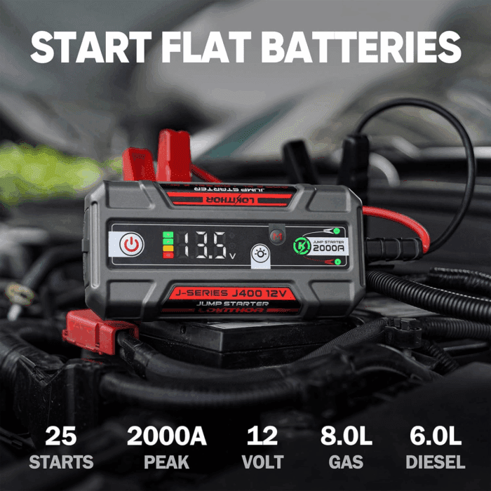 J400 Jump Starter with Connectmax Tech, 2000A 12V Battery Jumper Starter Portable, Lithium Jump Box and Jump Pack for up to 8.0-Liter Gas and 6.0-Liter Diesel Engines, Smart Digital Screen - Image 3