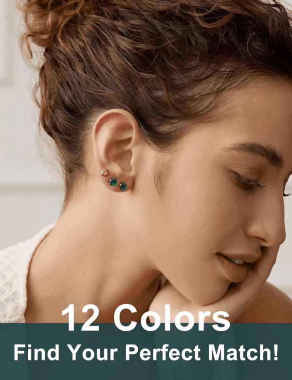 12 Pairs Silver Earrings Surgical Steel Earrings Women'S Earrings Hypoallergenic Earrings Set Men'S Earrings 12 Colors Cubiczirconia Studs Earrings - Image 2