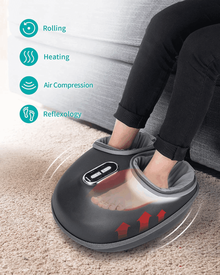 Shiatsu Foot Massager Machine with Soothing Heat, Deep Kneading Therapy, Air Compression, Improve Blood Circulation and Foot Wellness,Relax for Home or Office Use(Gray) - Image 2