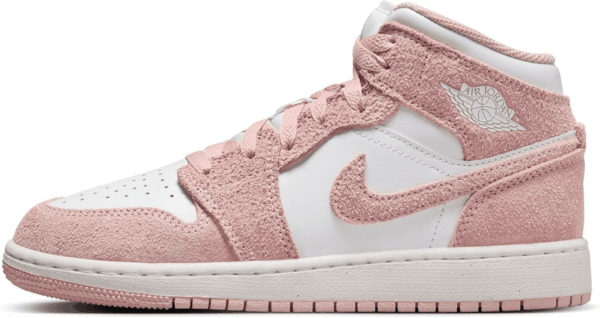Air Jordan 1 Mid SE Big Kids' Shoes (FN7432-161, White/Sail/Legend Pink) Size 3.5