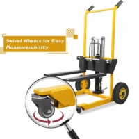 Foldable Hydraulic Material Lift Winch Stacker with Swivel Wheels, 550Lbs Pallet Forklift with 35" Lift Height, Pallet Truck Dolly, Pallet Jack Table Cart, Steel Platform Board X 1 - Image 3