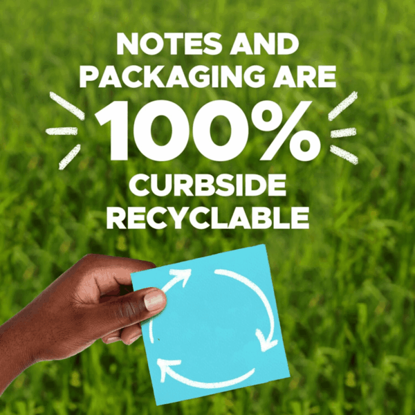 100% Recycled Paper Super Sticky Notes, 3 In. X 3 In., 5 Pads, 70 Sheets per Pad, Wanderlust Pastels, School Supplies and Office Products - Image 7