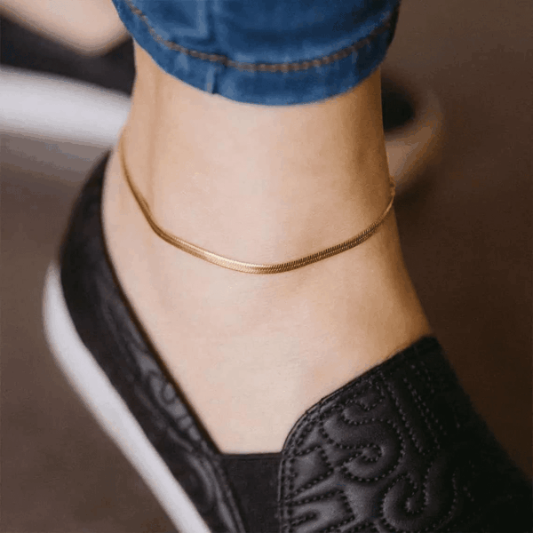 Dainty Ankle Bracelets for Women 18K Gold Plated Satellite Beaded Herringbone Chain Anklets Simple Lip Chain Anklet Minimalist Summer Beach Foot Jewelry Christmas - Image 3