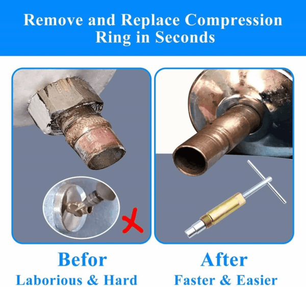 Compression Sleeve Puller Remove Tool Nut & Ferrule of Pipe 03943 - Sleeve Remover for 1/2-Inch Compression Fittings Only - Plumbing Tools Compression Ring Removal Tool Corroded & Frozen Supply Stops - Image 2
