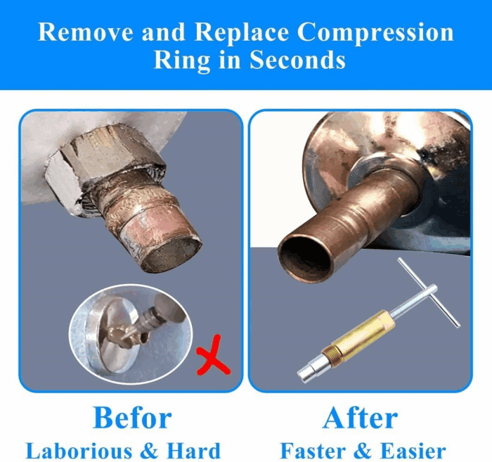Compression Sleeve Puller Remove Tool Nut & Ferrule of Pipe 03943 - Sleeve Remover for 1/2-Inch Compression Fittings Only - Plumbing Tools Compression Ring Removal Tool Corroded & Frozen Supply Stops - Image 2