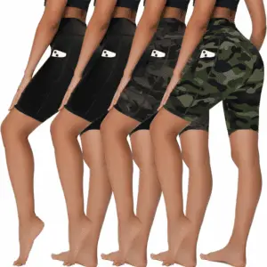 4 Pack Biker Shorts for Women - 8”/5”/3” High Waist Tummy Control Summer Workout Shorts for Running Yoga Athletic