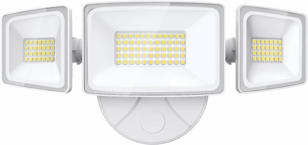 60W Flood Lights Outdoor, 6000LM Brightness Security Lights Switch Controlled, 3 Adjustable Heads, IP65 Waterproof, 6500K Wall Mount Exterior LED Flood Light