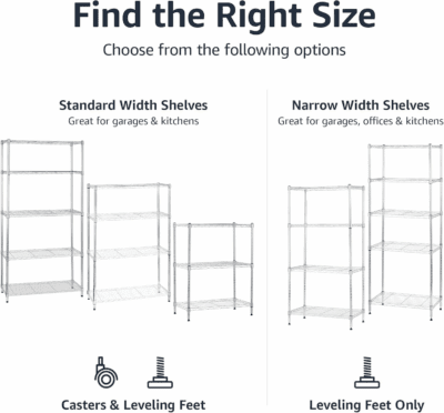 4-Shelf Adjustable, Storage Shelving Unit, (200 Pound Loading Capacity per Shelf), Steel Organizer Wire Rack, 13.4"D X 23.2"W X 48"H, Chrome - Image 4