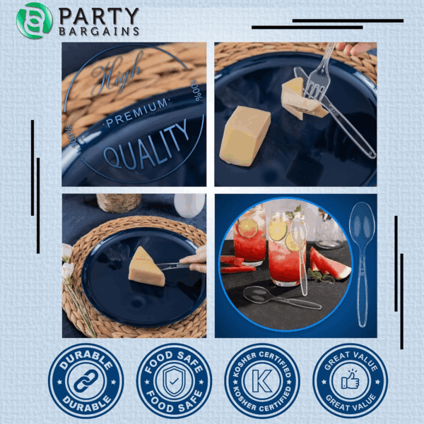 Disposable Cutlery Set, SAPPHIRE Design, Clear Color, 360 Pieces: 180 Forks, 120 Spoons, 60 Knives - Image 3