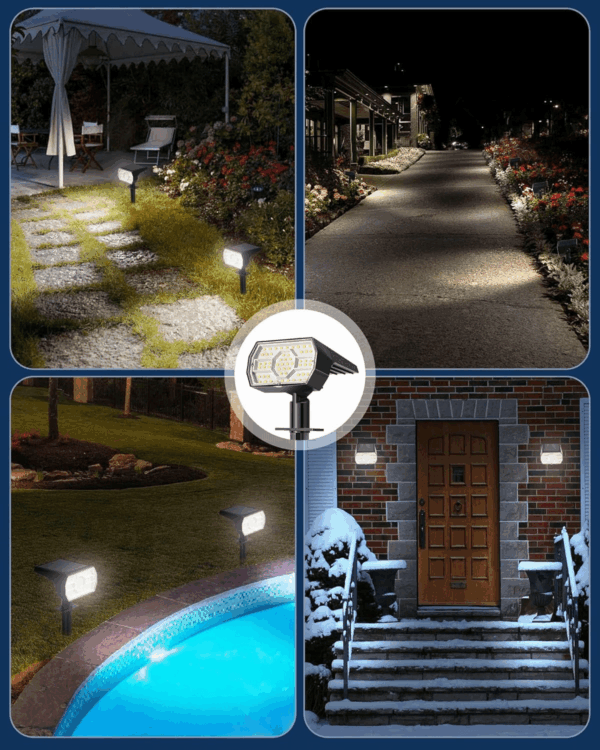 Solar Lights Outdoor Waterproof IP68, 3 Lighting Models Solar Powered Spot Lights Outdoor, 56LED Dusk to Dawn for Yard Patio Garden Pathway Landscape Lighting - Image 7