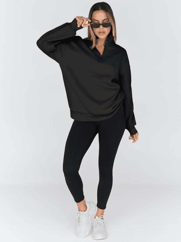 Womens Oversized Sweatshirts Fall Fashion Hoodies Half Zip Pullover Long Sleeve Shirts Clothes Outfits - Image 5