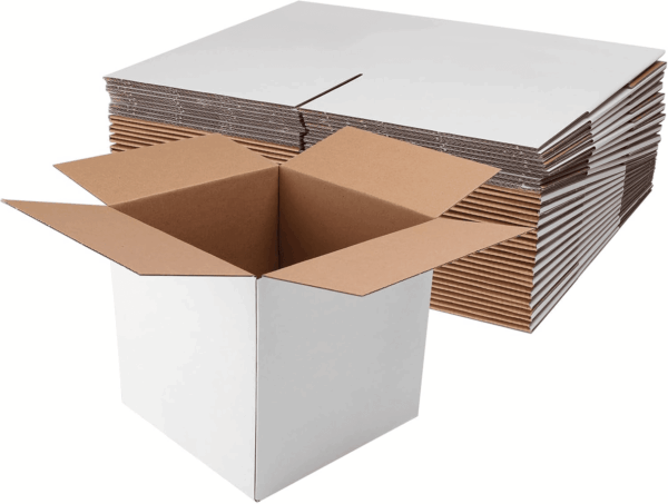 8X8X8 Shipping Boxes Set of 25, White Corrugated Cardboard Box for Small Business for Packaging Mailing