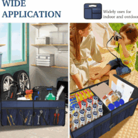 Car Trunk Organizer, Collapsible, Waterproof, Non-Slip, Blue, 52L, 5 Compartments, Rectangular, Portable, Practical/Functional - Image 6