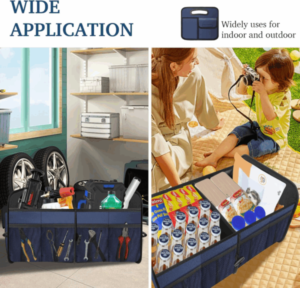Car Trunk Organizer, Collapsible, Waterproof, Non-Slip, Blue, 52L, 5 Compartments, Rectangular, Portable, Practical/Functional - Image 6