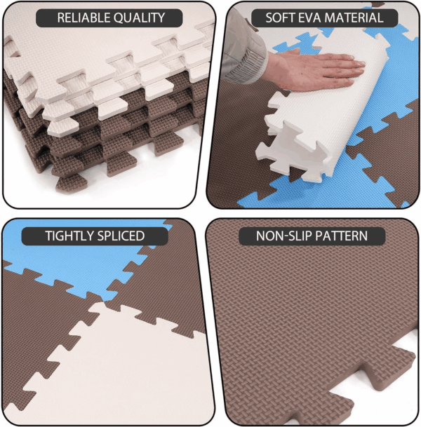 36 Piece Kids Puzzle Play Mat, Foam Floor Tiles, Cream/Gray/Beige - Image 5