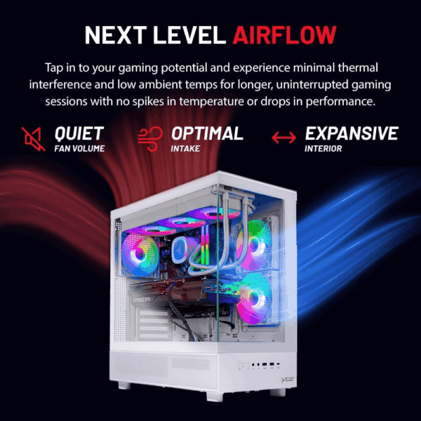 Skytech Azure Gaming PC Desktop, Ryzen 7 9700X 3.8 Ghz (5.5Ghz Turbo Boost), NVIDIA RTX 4060 8GB GDDR6, 2TB SSD, 32GB DDR5 RAM 6000 RGB, 650W Gold PSU, 360Mm ARGB AIO, Wi-Fi, Win 11 Home - Image 4