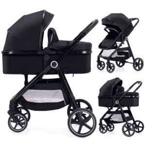 2-In-1 Baby Stroller with Bassinet Mode - Folding Infant Newborn Pram Stroller with Reversible Seat - Toddler Strollers for 0-36 Months Old Babies