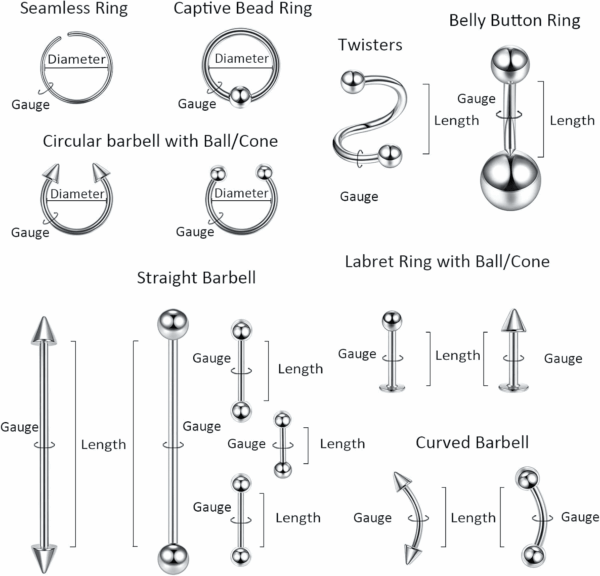 150PCS Piercing Kit Jewelry Stainless Steel Lip Nose Tongue Tragus Cartilage Daith Eeybrow Belly Button Rings Body Piercing Tools 14G 16G 20G - Image 7