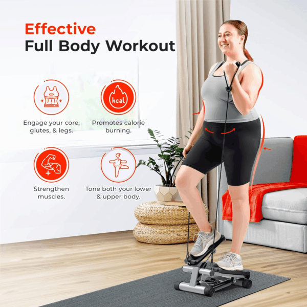 Mini Stepper for Exercise at Home, Stair Step Workout Machine with Resistance Band, Fullbody Cardio, Upgraded over 300Lb Weight Capacity, Optional Free Sunnyfit App Connection - Image 2